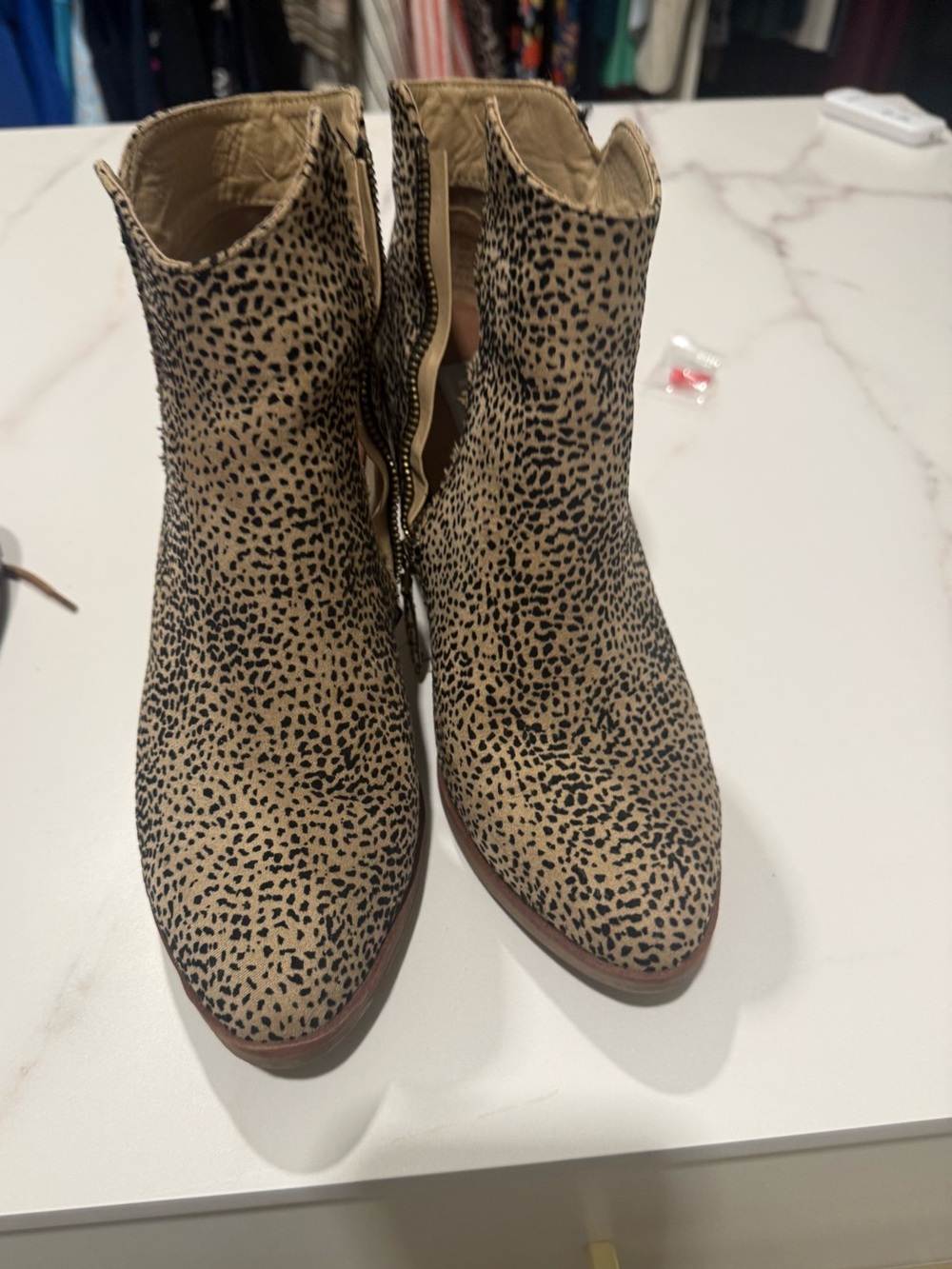 MIA Cheetah-Print Pointed Ankle Booties in Tan and Black